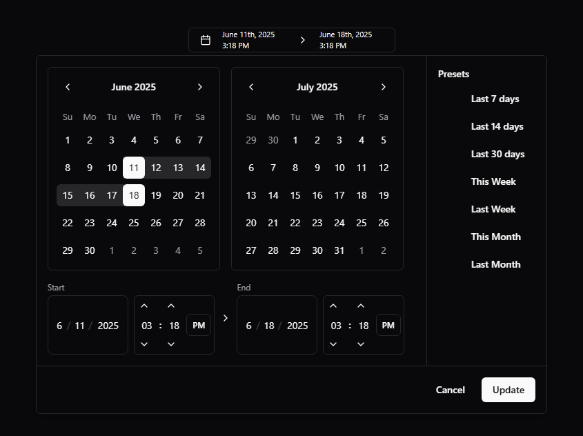 Date Time Range Picker